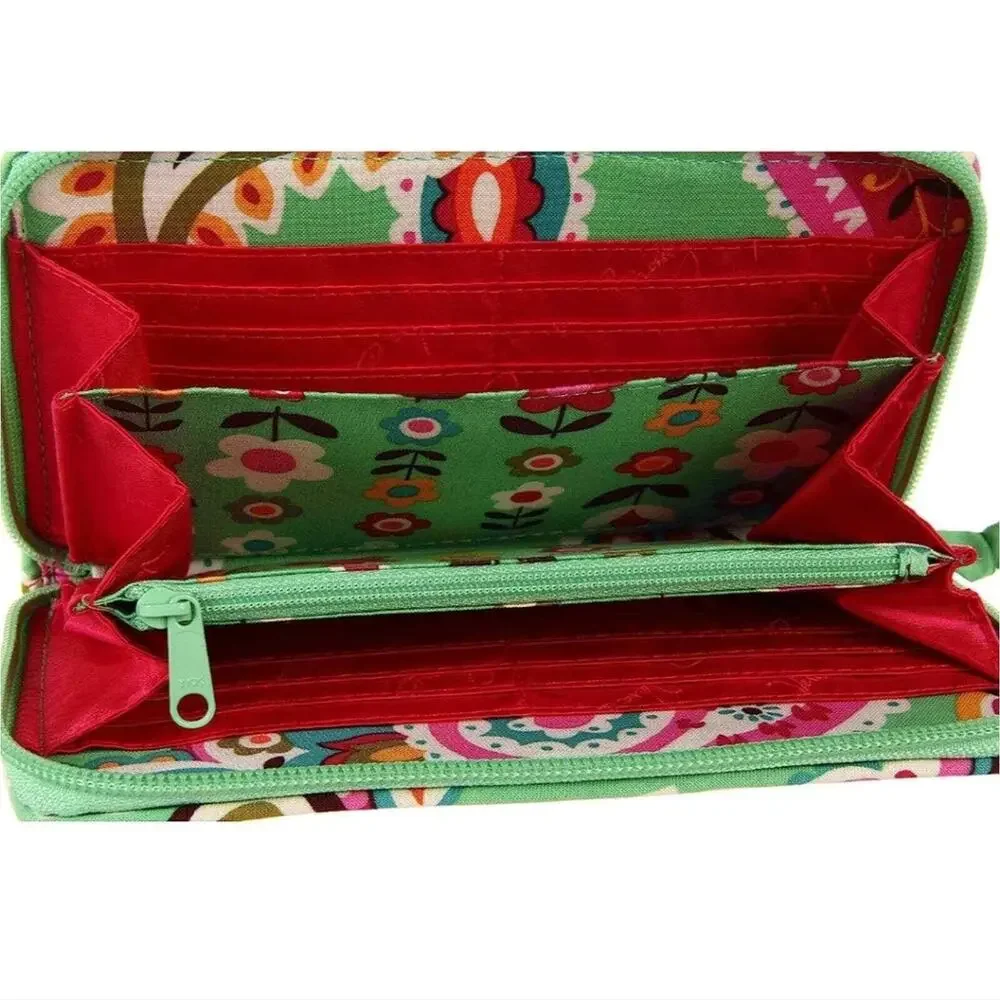 Vera Bradley Green and pink Accordion Wallet Tutti Frutti